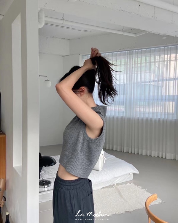 螺紋拉鍊針織背心